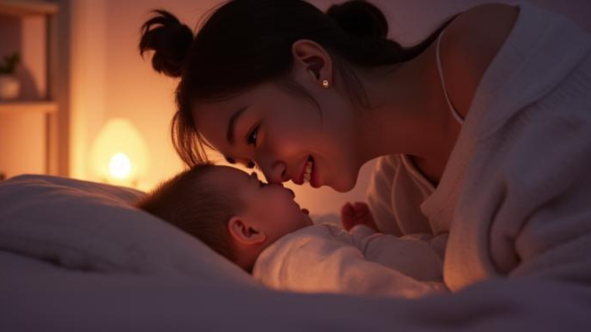 Parent making a baby laugh during gentle play